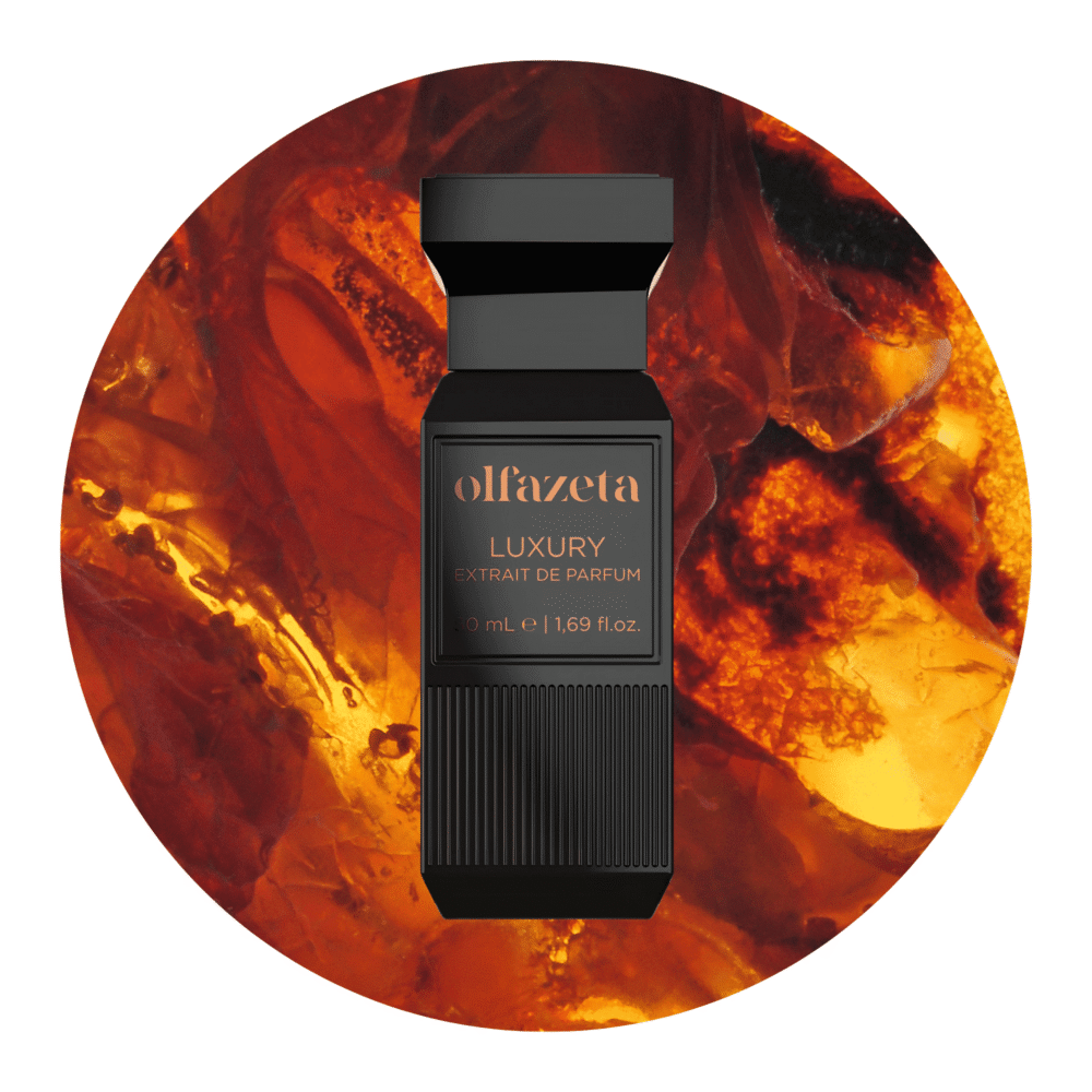 Luxusdüfte kategorie , Elegant flasche mit Lava in hintergrund